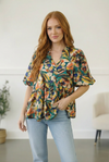 Painted Floral Jungle Blouse
