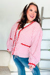 Spell Bound Red & Pink Cotton Ribbon Tie Gingham Pocket Jacket