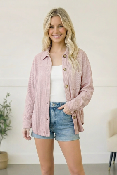Coffee Run Corduroy Shacket