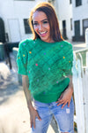 Flower Power Embroidered Crochet Textured Short Sleeve Sweater