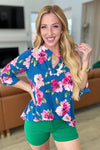 Lizzy Top in Teal and Magenta Floral