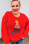 All I Want Red Christmas Tree Lurex Embroidery Sweater