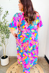 Tropical Trance Fuchsia Floral Smocked Waist Maxi Dress