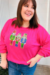 Be Merry Nutcracker Fun Hot Pink Sequin Hacci Top