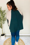 Stand Out Hunter Green V Neck Raglan Color Block Outseam Top