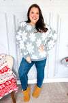 Season Greetings Silver Puffy Snowflake Sherpa Pullover