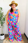 Summer Vibes Multicolor Abstract Floral Wide Leg Jumpsuit