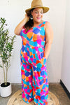 Summer Vibes Multicolor Abstract Floral Wide Leg Jumpsuit