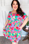 Ready For The Day Fuchsia Floral Babydoll Fit & Flare Dress