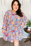 Give You Joy Lilac Floral Print Godet Long Sleeve Dress