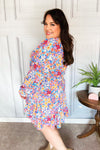 Give You Joy Lilac Floral Print Godet Long Sleeve Dress