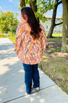 Fall in Love Taupe & Rust Floral Print Babydoll Bubble Sleeve Top