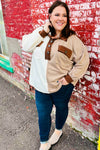 Sepia Ivory & Taupe Color Block Button Down Pullover