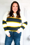 Casual Chic Yellow & Ivory Stripe Oversize Knit Sweater