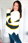 Casual Chic Yellow & Ivory Stripe Oversize Knit Sweater