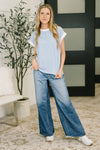 I Wouldn't Mind Short Sleeve Top in Cornflower Blue