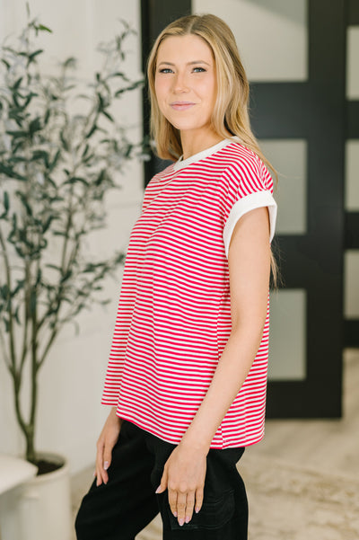 I Wouldn't Mind Short Sleeve Top in Ruby