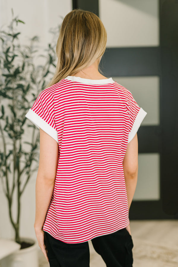 I Wouldn't Mind Short Sleeve Top in Ruby