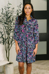 Inspire Collared Dress in Black and Cool Paisley
