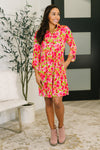Inspire Collared Dress in Pink Blossom