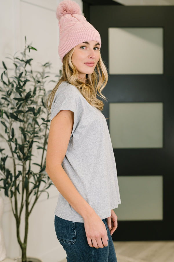It Starts Here Basic Rolled Sleeve Tee in H Grey