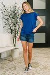 It Starts Here Basic Rolled Sleeve Tee in Lt Navy