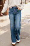 Buttoned Up & Flared Denim Jeans