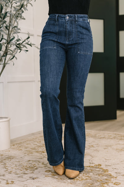 Jada High Waist Flare with Patch Pockets