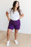 Jenna High Rise Control Top Cuffed Shorts in Purple