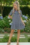 Summer Wedding Button Down Ruffle Mini Dress