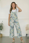 Groovy Garden Sage Floral Overalls