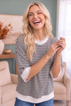 Stripe It Right Lace Trim Top