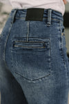 Karla High Waist Column Straight Button-Fly & Back Welt Pkts
