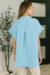 Keep Up Collared Button Down in Sky Blue