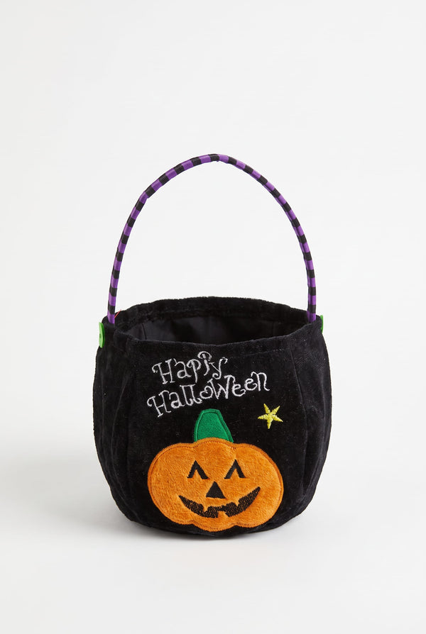 Black and Orange Plush Halloween Mini Tote