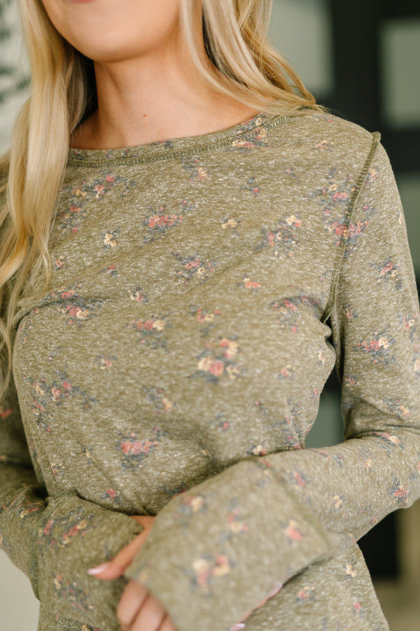 Literally Obsessed with Me Long Sleeve Top in Olive