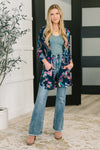 Lizzy Cardigan in Hunter Green Floral Paisley