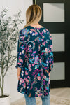 Lizzy Cardigan in Hunter Green Floral Paisley