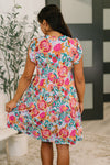 Lizzy Forever Flutter Sleeve Dress in White Multi Floral Paisley
