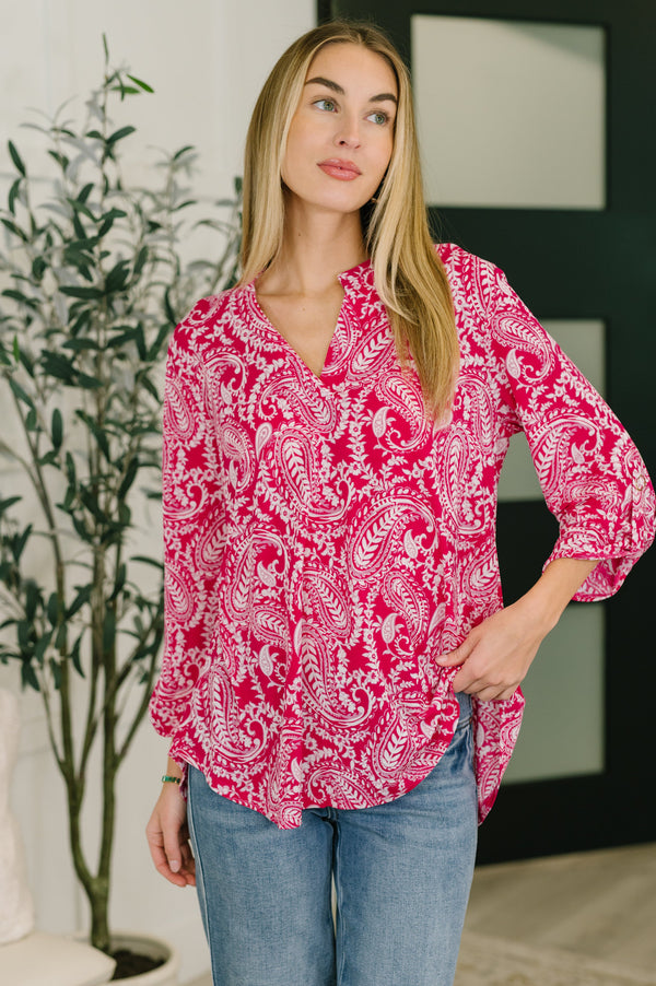 Lizzy Top in Pink Paisley