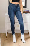 Maeve Mid-Rise Dark Wash Cuffed Skinny