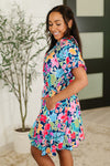Miss Behave Bubble Sleeve Dress in Navy