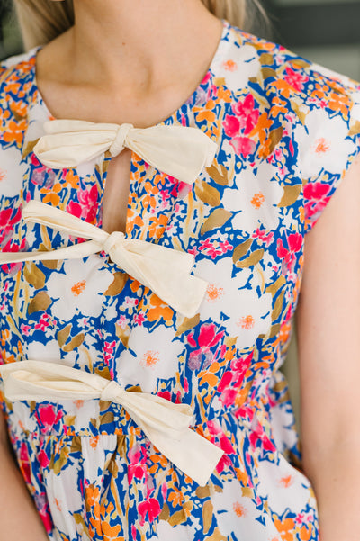 Mrs. Dependable Bow Detail Peplum Top