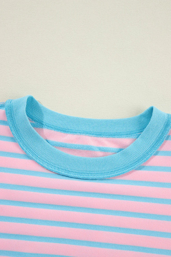 Color Clash Drop Shoulder Long Sleeve