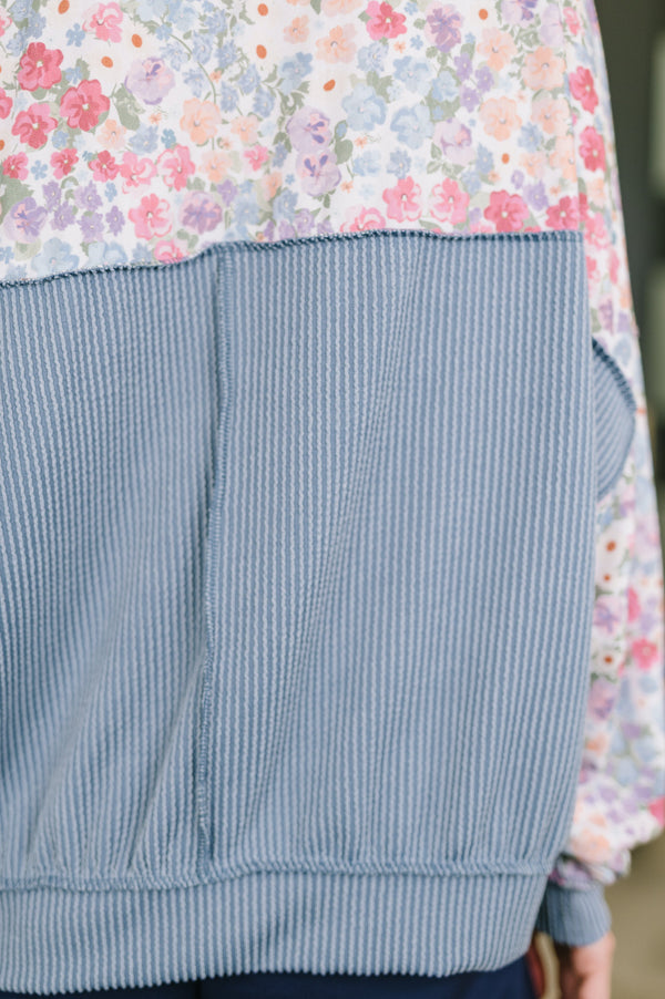 New Opportunities Drop Shoulder Floral Pullover