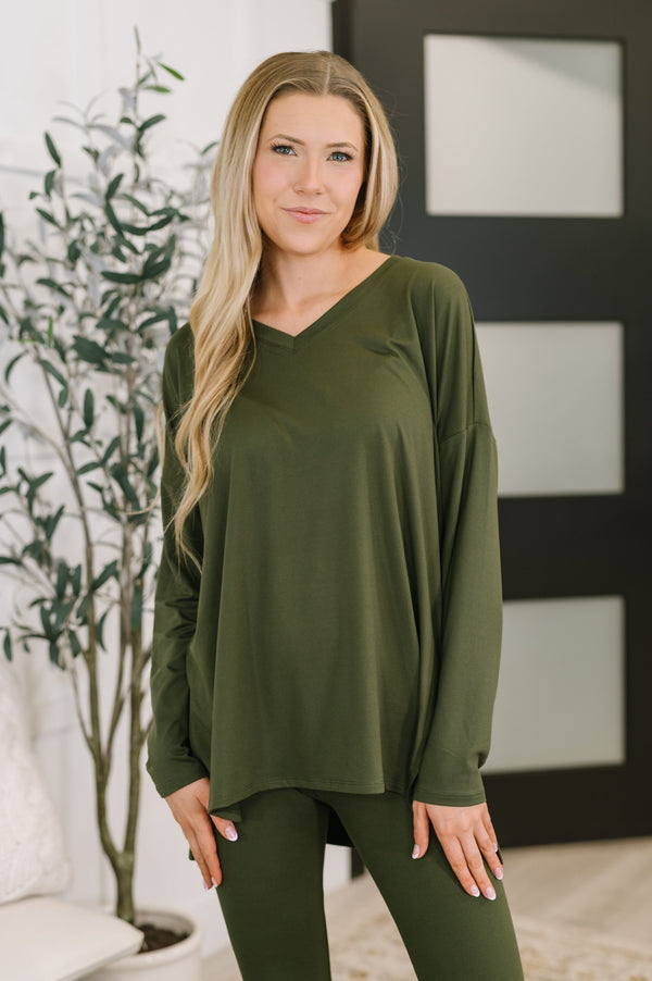 Next to Nothing Top and Bottom Set in Dark Olive