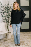 Nice to Each Other Raglan Sleeve Top in Black