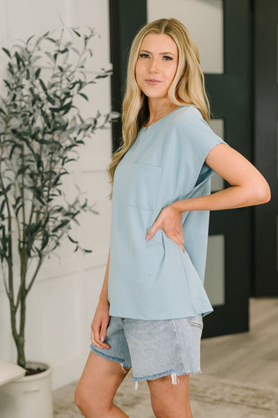 Not So Basic Pocket Tee in Blue