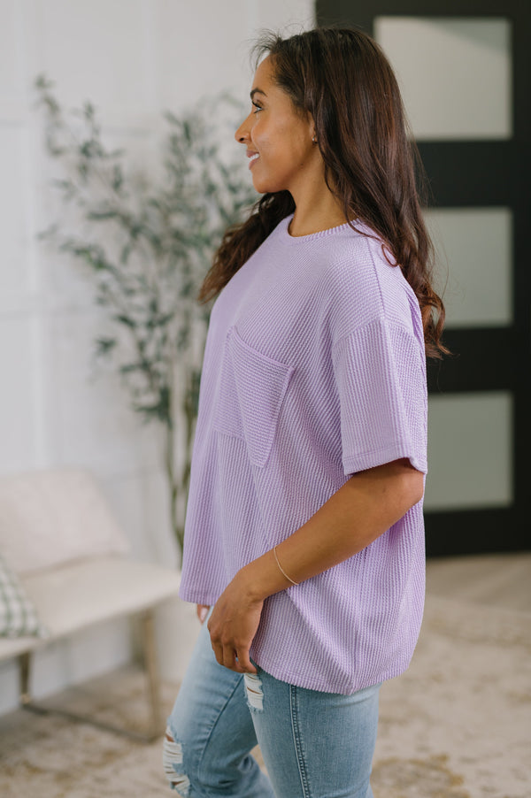 Not That complicated Textured Boxy Tee in Lavender