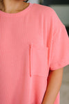 Not That complicated Textured Boxy Tee in Salmon